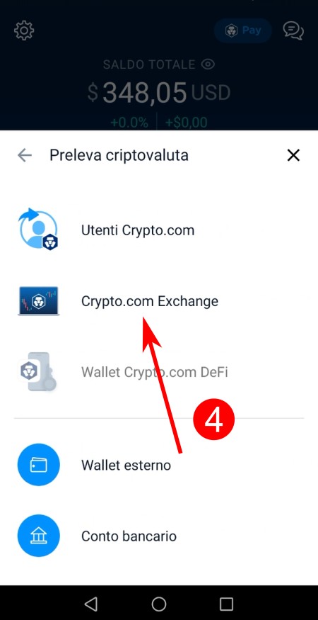 Fai tap su "Crypto.com Exchange"