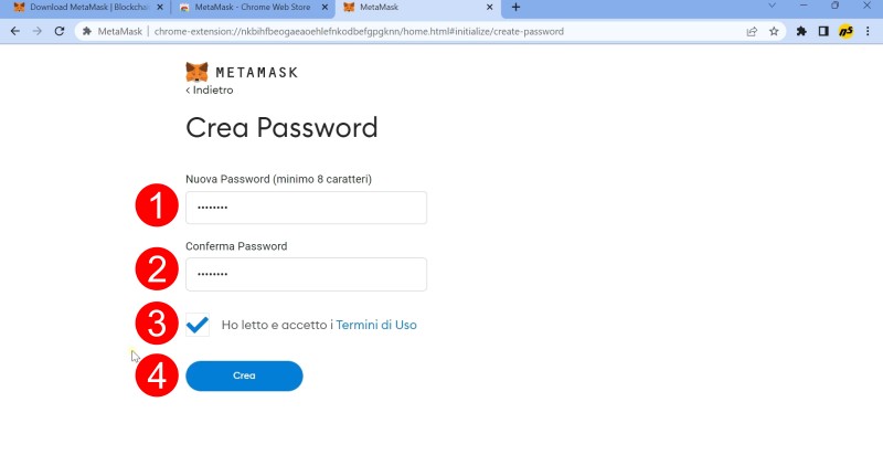 Passaggi per creare la password del Wallet valida solo ed esclusivamente a livello di dispositivo